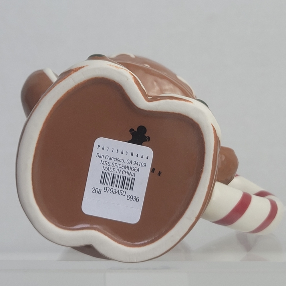 Pottery Barn Holiday Christmas Ms. Spice Gingerbread Candy Cane Handle Mug - Picture 9 of 13